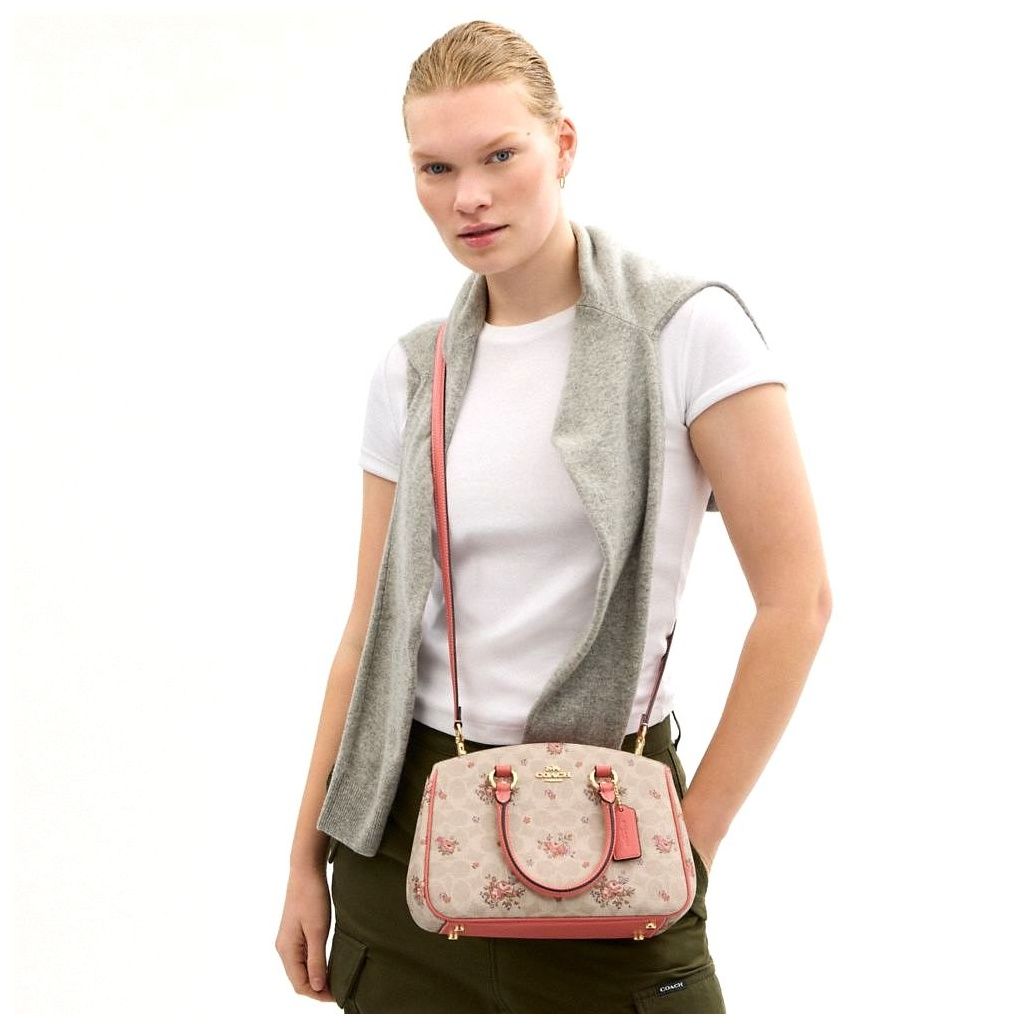 코치 Savannah Small Carryall Bag In Signature Canvas With Floral Print 이미지