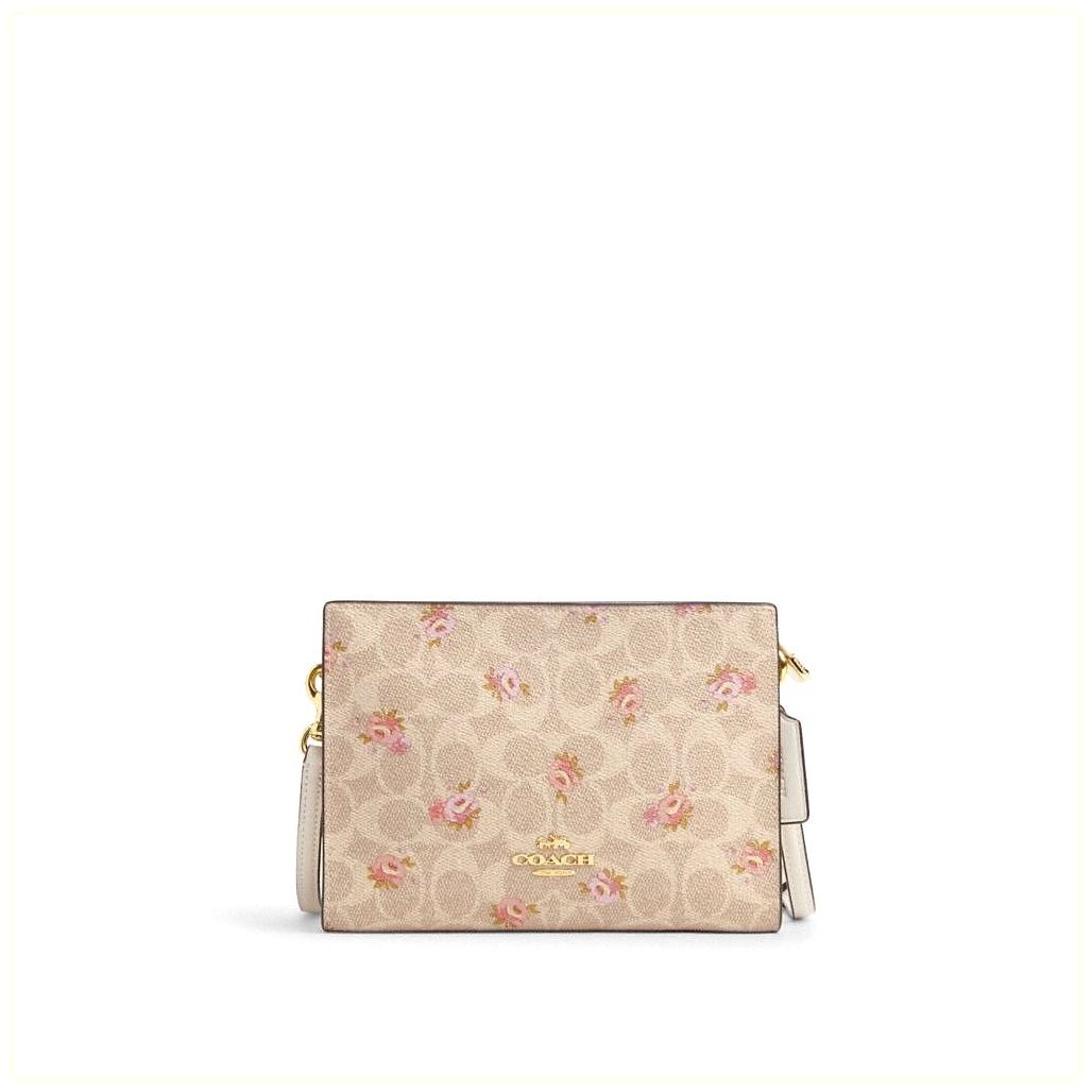 코치 Slim Crossbody Bag In Signature Canvas With Floral Print 이미지