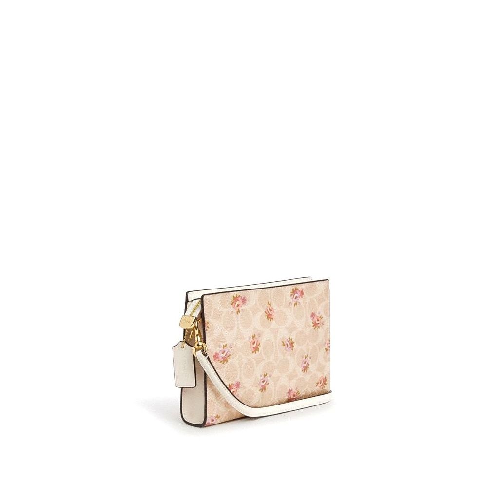코치 Slim Crossbody Bag In Signature Canvas With Floral Print 이미지