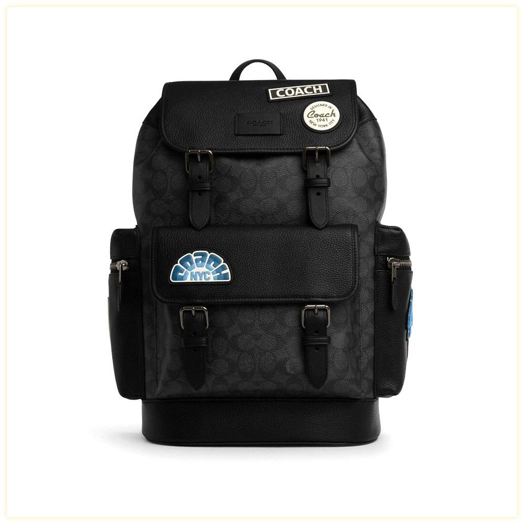 코치 Sprint Backpack In Signature Canvas With Patches 이미지
