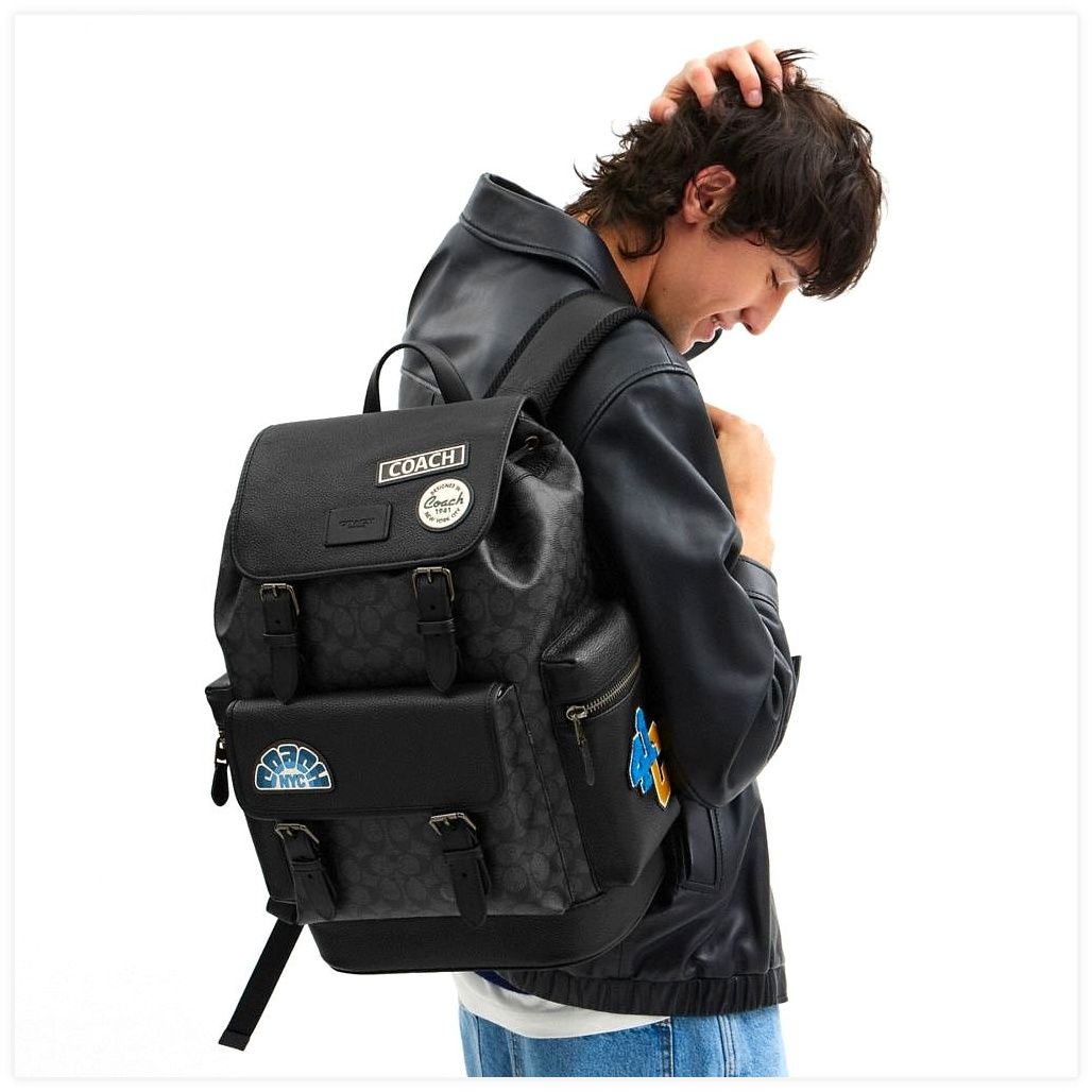 코치 Sprint Backpack In Signature Canvas With Patches 이미지