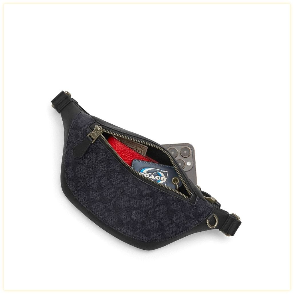코치 Warren Mini Belt Bag In Signature Jacquard 이미지