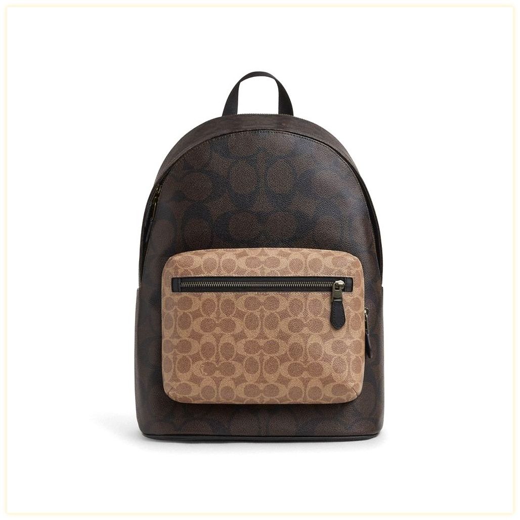 코치 West Backpack In Blocked Signature Canvas 이미지