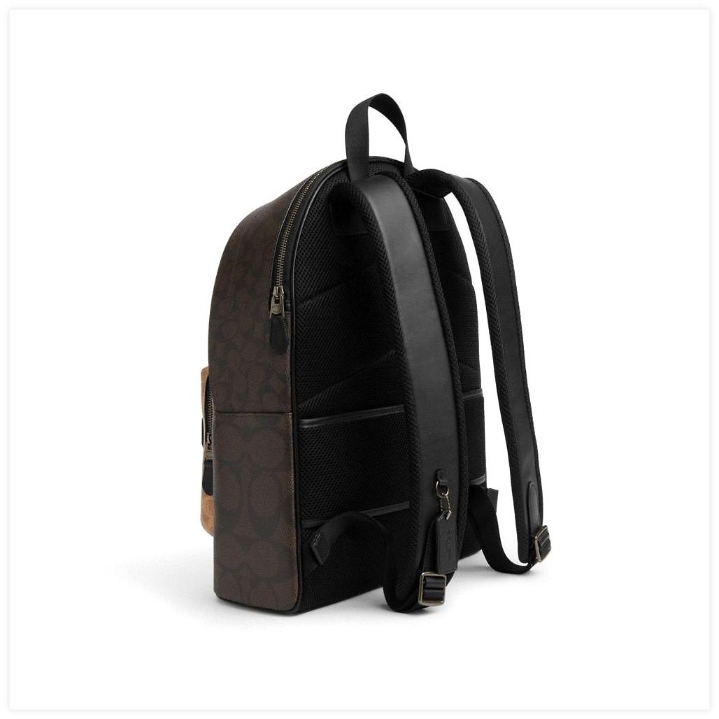 코치 West Backpack In Blocked Signature Canvas 이미지