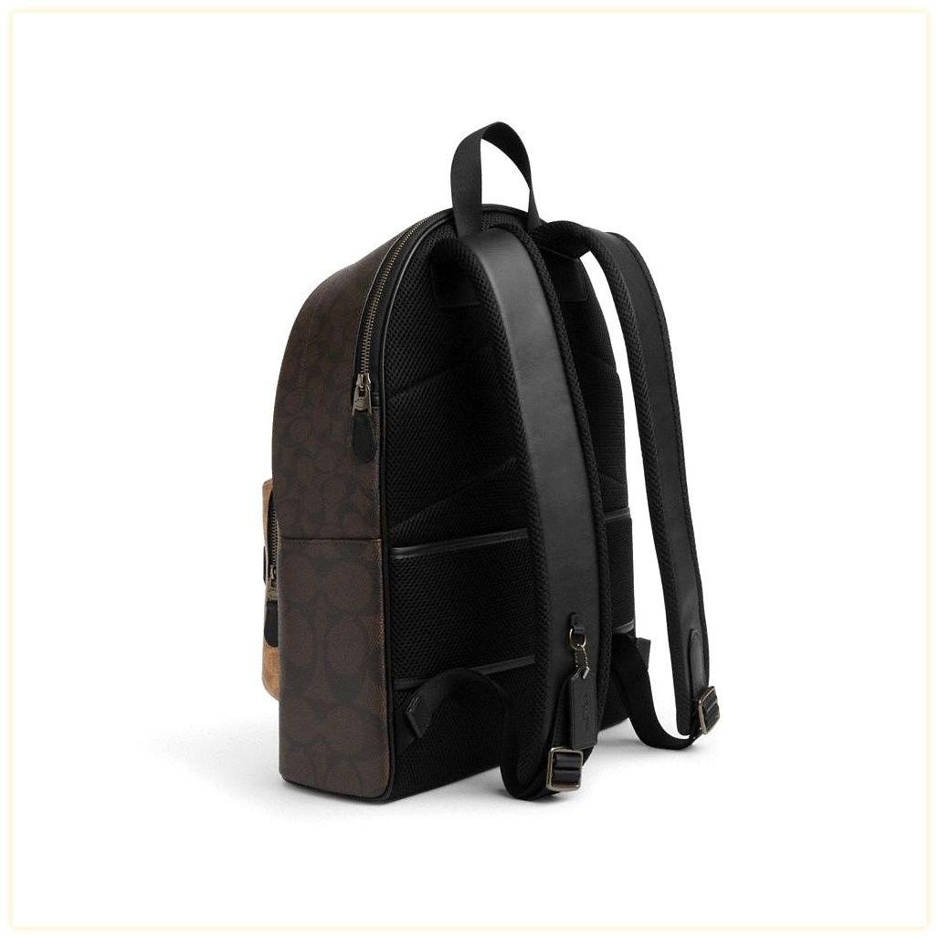 코치 West Backpack In Blocked Signature Canvas 이미지