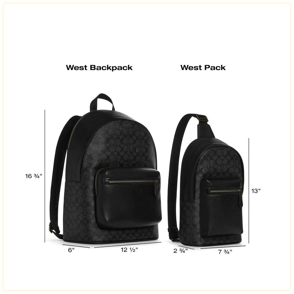 코치 West Backpack In Blocked Signature Canvas 이미지