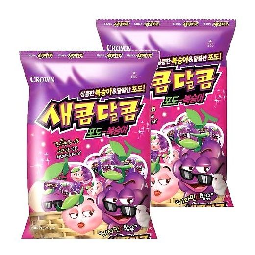 크라운 새콤달콤 포도 복숭아, 200g, 2개 이미지