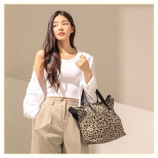 하이루프 투포켓숄더백 플라워 레오파드 호피 크로스백 에코백, TB03.호피 카멜 이미지