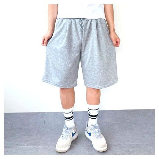 1+1 남자 버뮤다팬츠 와이드 6부 반바지 (M-3XL), 회색+검정, L 이미지