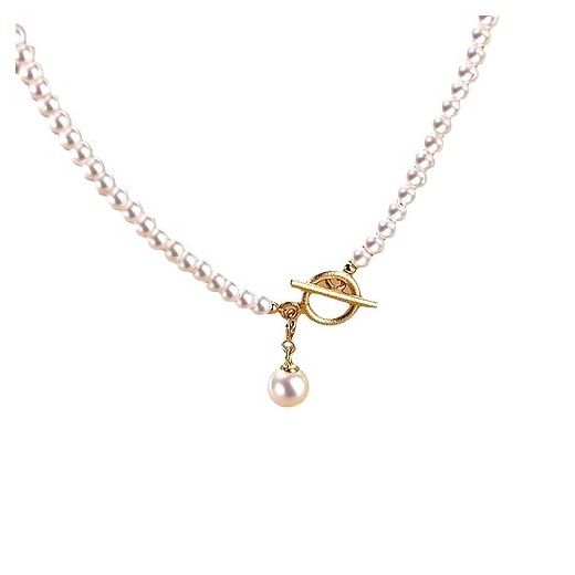 FANSYLI 진주목걸이 여성 고급감 4mm 비즈 목걸이 14k 18k 도금 펜던트 목걸이 W2502F10, 4mm 이미지