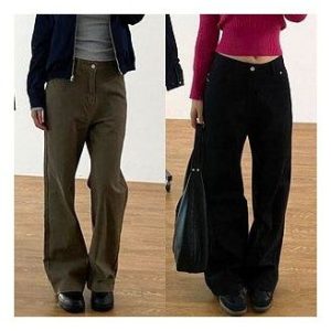 이사야클로딩 레귤러핏 스트레이트 팬츠 카키브라운 L 사이즈 솔직 후기: 편안함과 스타일을 동시에! 여성 가을 겨울 바지 추천 이미지
