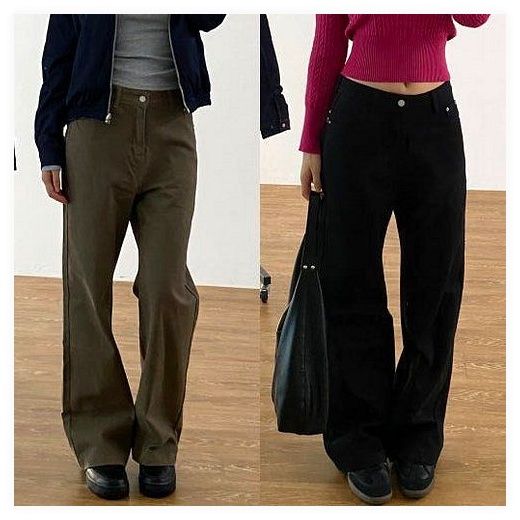 Regular Fit 스트레이트 팬츠-3colors, L, 카키브라운 이미지