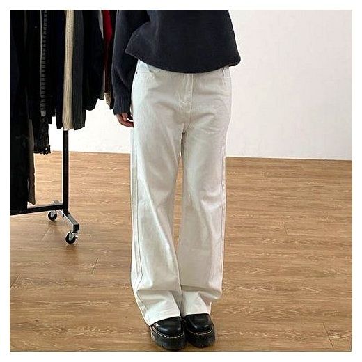 Regular Fit 스트레이트 팬츠-3colors, L, 카키브라운 이미지