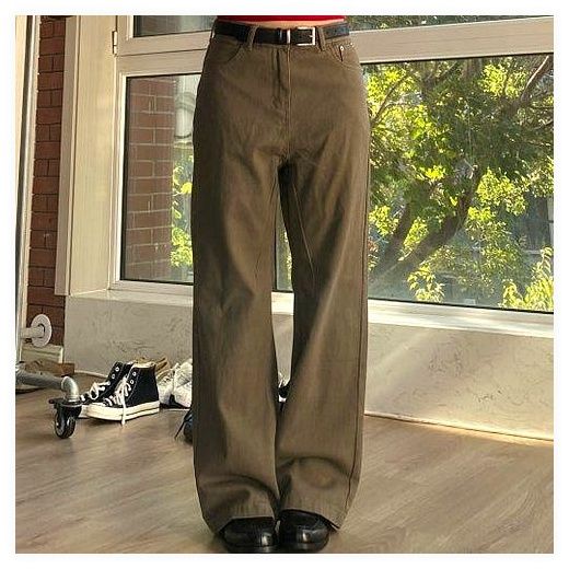 Regular Fit 스트레이트 팬츠-3colors, L, 카키브라운 이미지