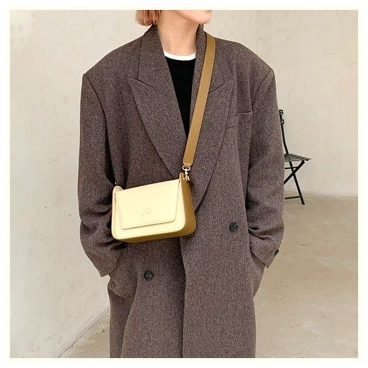 다용도 캐주얼 숄더백 스퀘어백 스트랩 데일리 여성 가방, 크림색 이미지