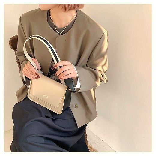 다용도 캐주얼 숄더백 스퀘어백 스트랩 데일리 여성 가방, 크림색 이미지