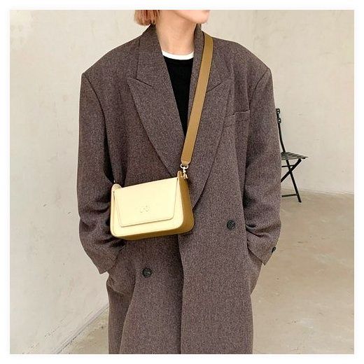 다용도 캐주얼 숄더백 스퀘어백 스트랩 데일리 여성 가방, 크림색 이미지