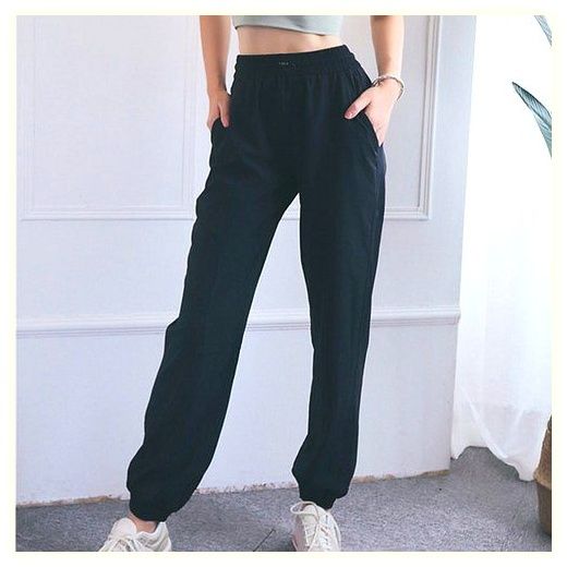 레차카 여성 스포츠 밴딩 조거팬츠 데일리 애슬레저복, L, 블랙 이미지