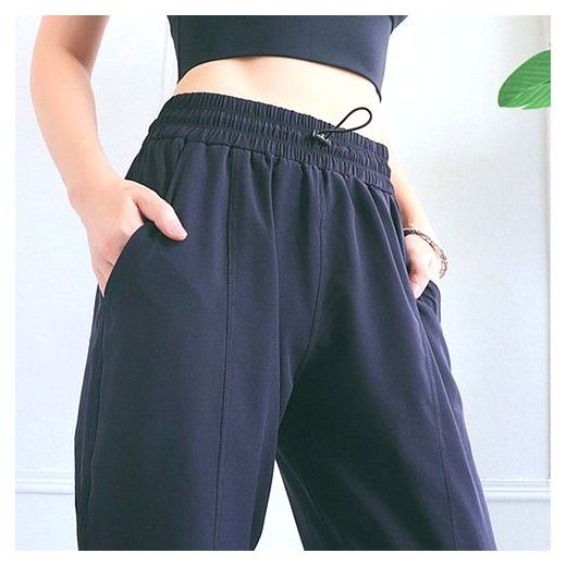 레차카 여성 스포츠 밴딩 조거팬츠 데일리 애슬레저복, L, 블랙 이미지