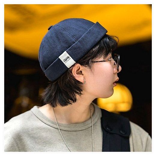 레터링 와치캡 숏비니 남녀공용 레옹 챙없는, free, 블랙 이미지
