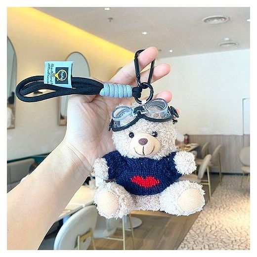로레아 스웨터 곰돌이 키링, 블루 스웨터 브라운... 이미지