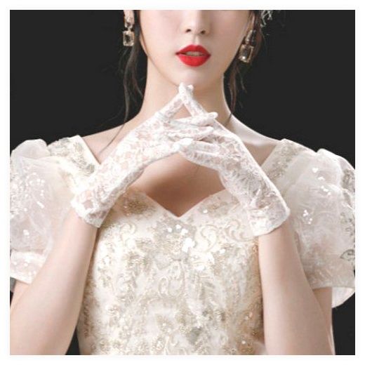 무핑 플라워 레이스 장갑 예식장갑 셀프웨딩 브라이덜샤워 파티 혼주, 화이트, 1켤레 이미지