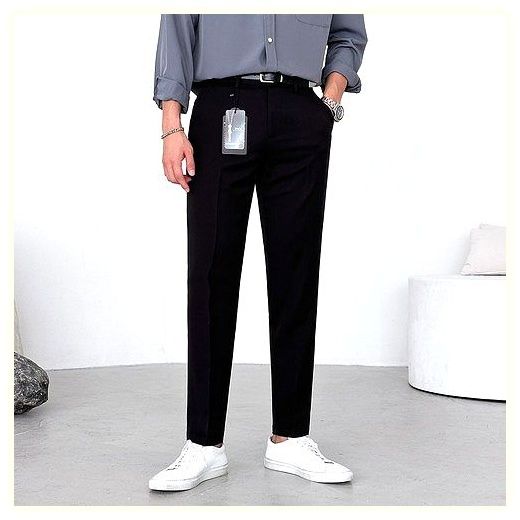 베이직바이블 남자 빅사이즈 슬랙스 9부10부 빅사이즈 스판 바지(5color), 10부, 블랙(AR), 4XL 이미지
