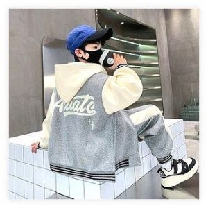 남아 초등학생 봄 가을 상하복 세트 추천 비비키드 야구점퍼 세트 그레이 140 후기 이미지