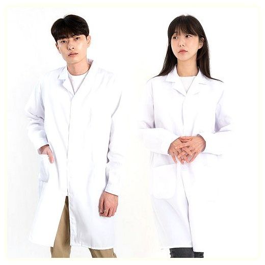 에덴스톨 의사가운 약국 실습복 실험실 옷 남녀공용 프리미엄 코튼 버튼 슬리브, L, 화이트 이미지