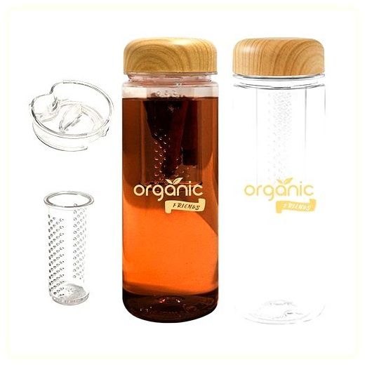 오가닉프렌즈 친환경 국내산 티백망 트라이탄 티보틀 휴대용 티망 물병 텀블러 BPA FREE, 500ml, 우드캡, 1개 이미지