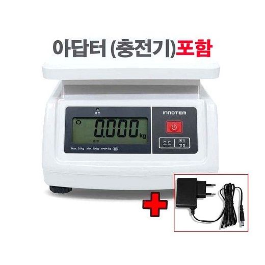 이노템 국산 충전식 전자저울 아답터제공 5kg 10kg 20kg 30kg 계량 주방 업소용 가정용 산업용 제과 제빵 베이킹 저울 계수기능, 20kg계량/단위 ... 이미지