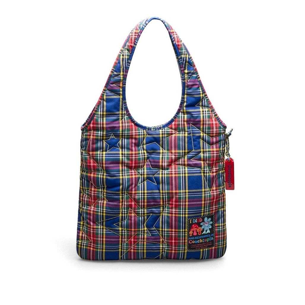 코치 Coachtopia Loop Flat Tote With Plaid Star Quilting 이미지