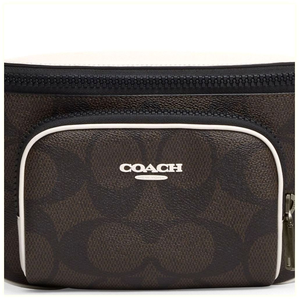 코치 Racer Belt Bag In Blocked Signature Canvas 이미지