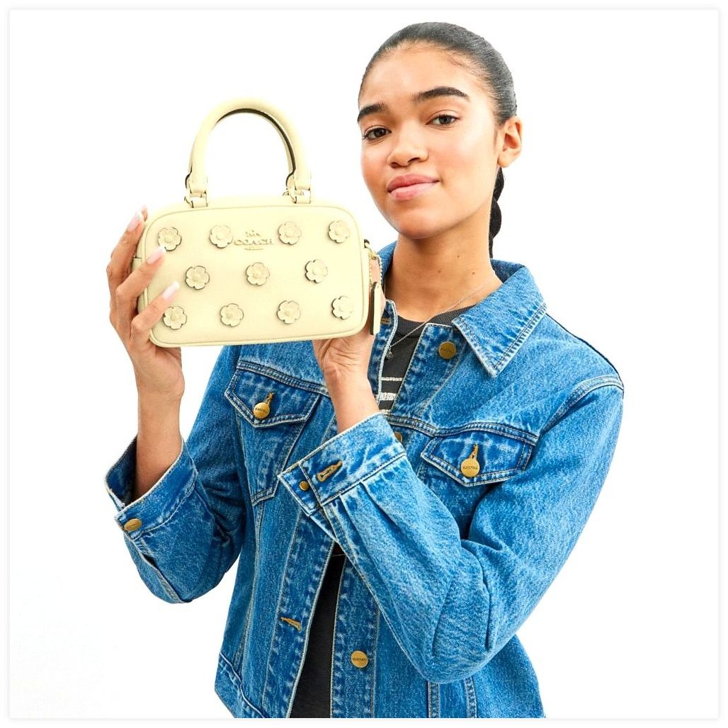 코치 Satchel Crossbody Bag With Floral Applique 이미지