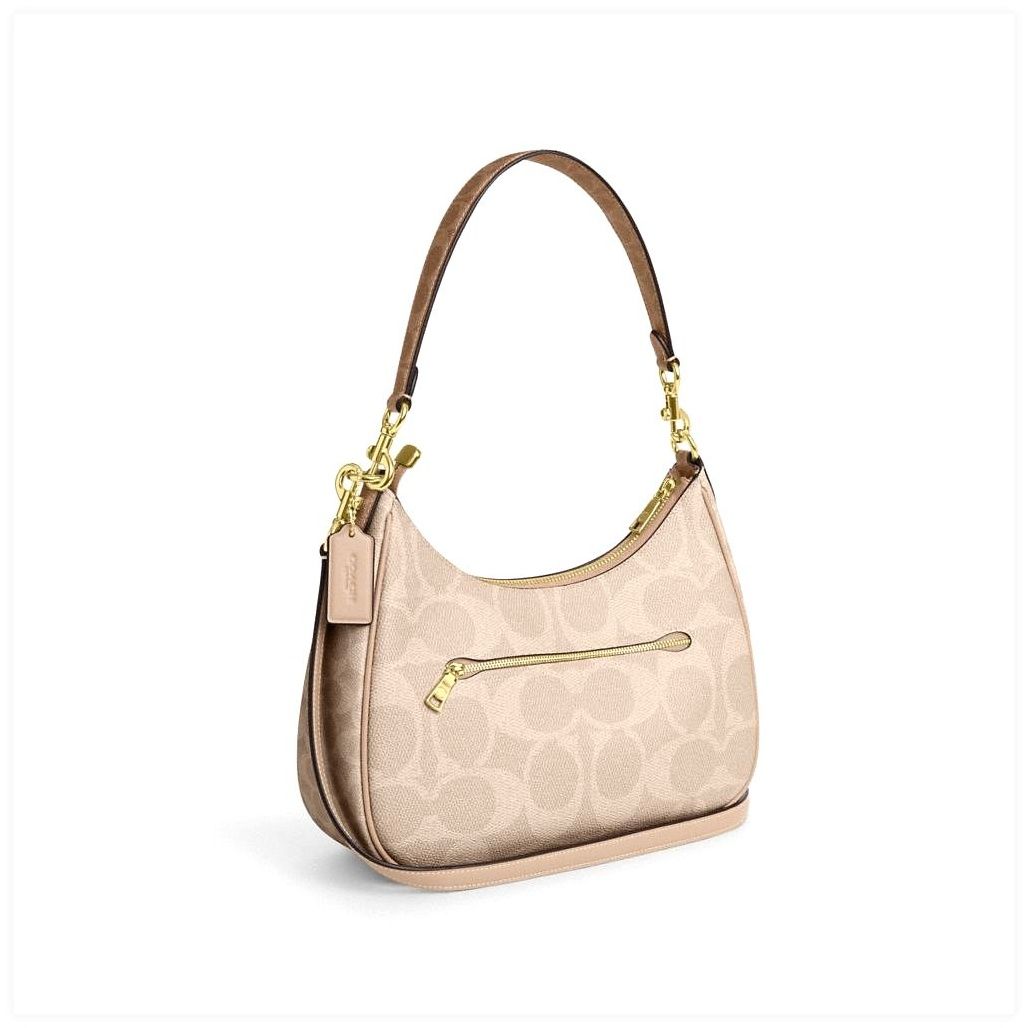 코치 Teri Hobo Bag In Blocked Signature Canvas 이미지