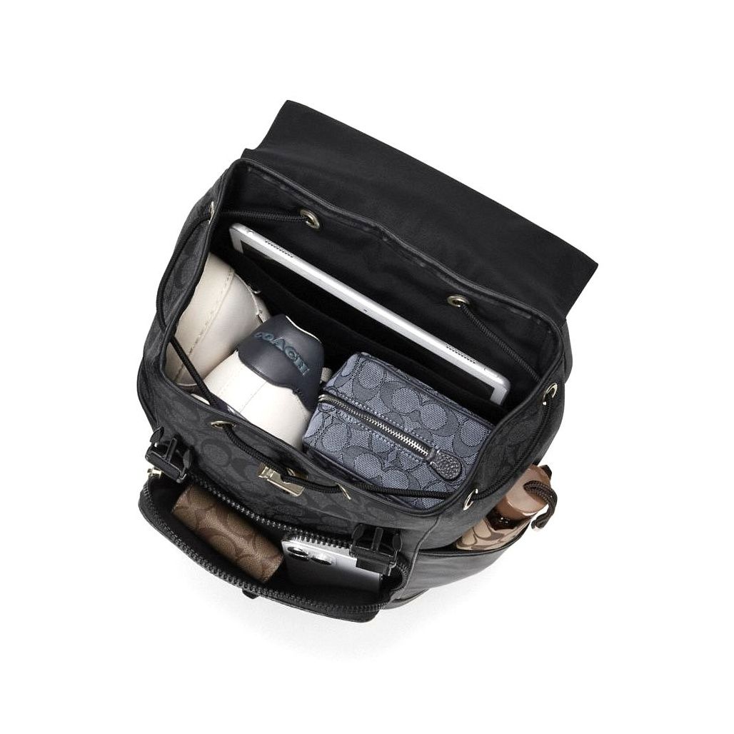 코치 Track Backpack In Signature Canvas With Camo Print 이미지