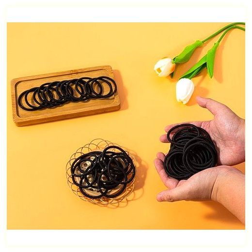 키에 고무줄 헤어밴드 간편보관 무지 짱짱한 대용량 머리끈 2mm, 블랙 이미지