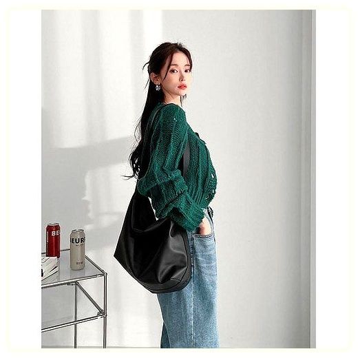 핑크백 여성용 아론 루즈핏 숄더백, FREE(34 x ..., 블랙 이미지