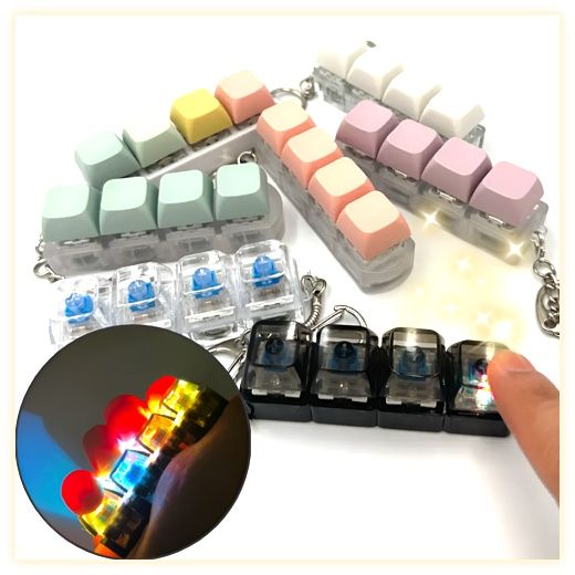 LED 키캡 키링 피젯 토이 키보드 스트레스 해소 열쇠고리 딸깍이 키홀더, 투명블랙, 1개 이미지