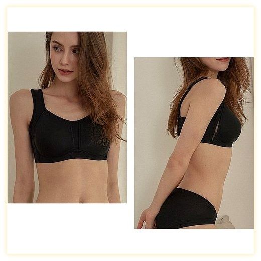 NC뉴코아울산성남 비너스 F컵 E컵 D컵 C컵 B컵 A컵 65둘레 90둘레까지 탄력있게 잡아주는 편안한 노와이어브라 (브라팬티 각각구매) VBRS119, 블랙, 70C 이미지
