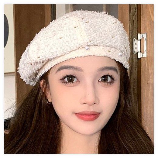 데이즈원 여성 베레모 모자 중년 여성 두건, 아이보리 이미지