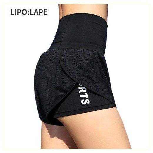 리포라페 애슬레져 하이웨스트 루즈핏 여성 러닝 조깅 운동 반바지 숏팬츠, 블랙, L 이미지