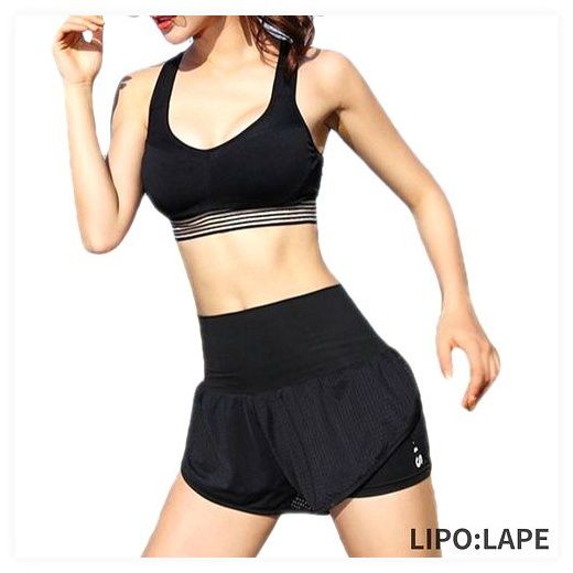 리포라페 애슬레져 하이웨스트 루즈핏 여성 러닝 조깅 운동 반바지 숏팬츠, 블랙, L 이미지