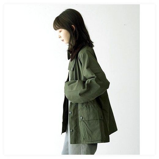 바버 Barbour 오버사이즈 피치스킨 비데일 캐쥬얼 PEACHED BEDALE CASUAL 논왁스 재킷 블루종, GRN(col.24..., 40 이미지