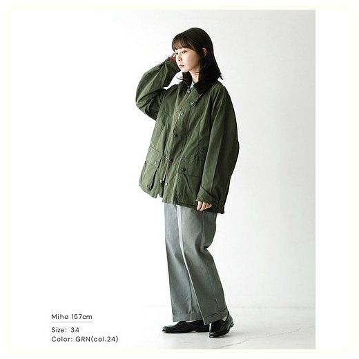 바버 Barbour 오버사이즈 피치스킨 비데일 캐쥬얼 PEACHED BEDALE CASUAL 논왁스 재킷 블루종, GRN(col.24..., 40 이미지