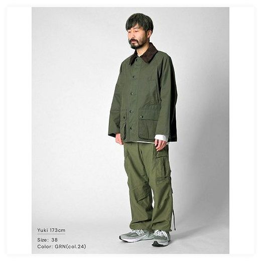 바버 Barbour 오버사이즈 피치스킨 비데일 캐쥬얼 PEACHED BEDALE CASUAL 논왁스 재킷 블루종, GRN(col.24..., 40 이미지