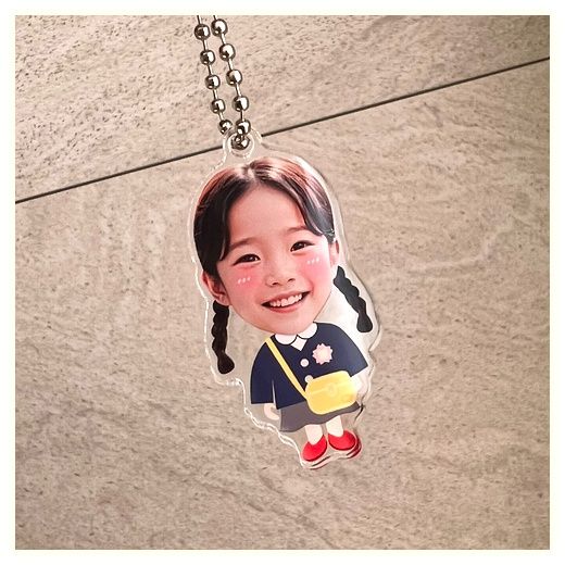 얼굴 사진 어린이집 유치원 단체 양면 키링 키홀더 제작, 실버볼체인, 1개 이미지