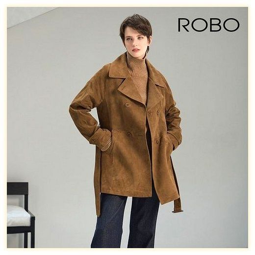 [온플] 로보 24FW 스웨이드 클래식 하프코트, 44, 블랙 이미지