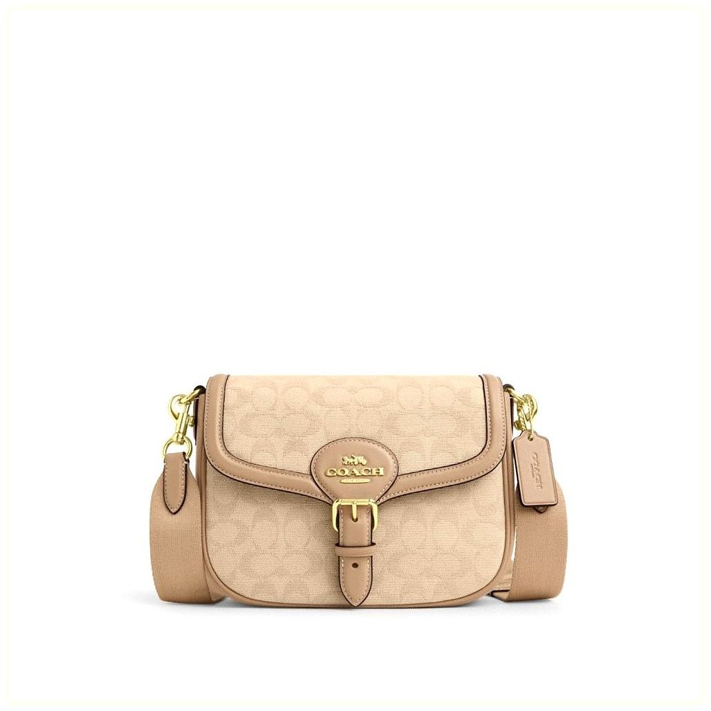 코치 Amelia Saddle Bag With Signature Canvas 이미지
