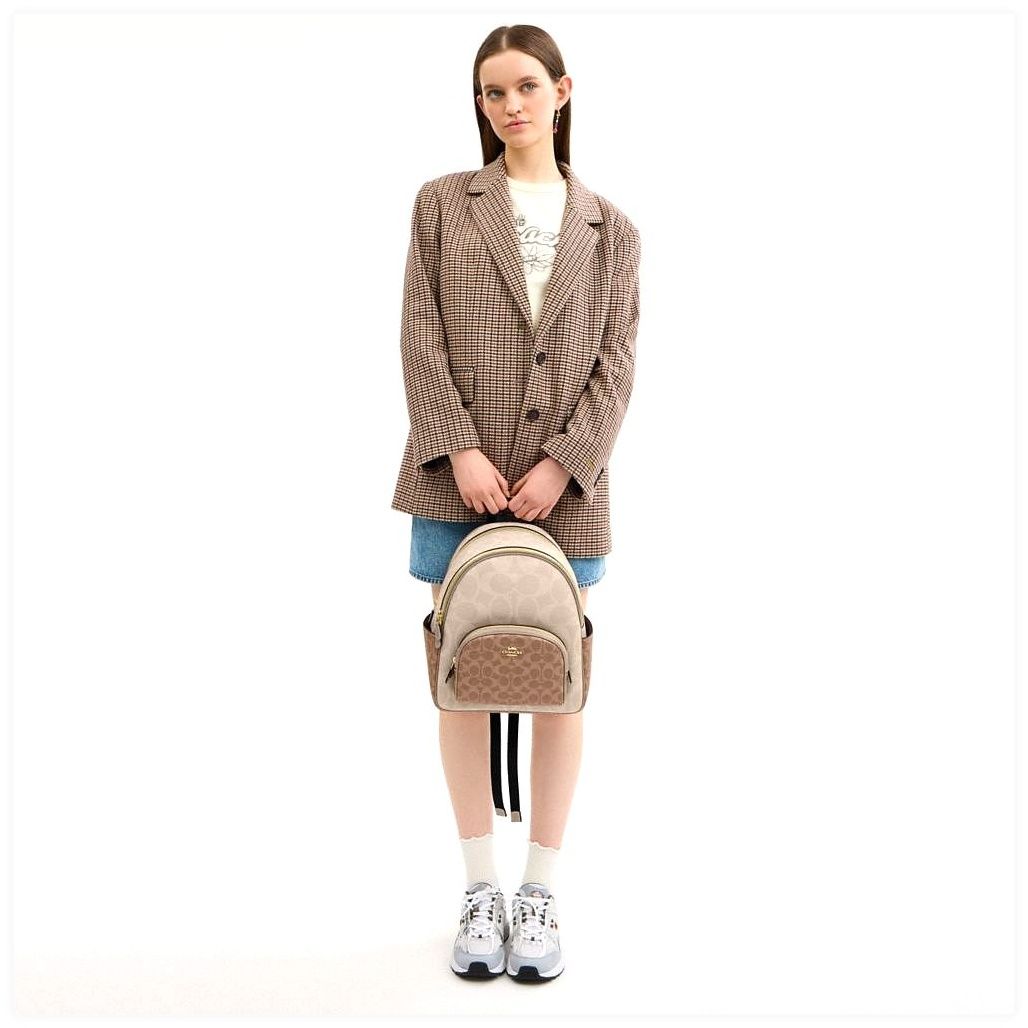 코치 Court Backpack In Blocked Signature Canvas 이미지